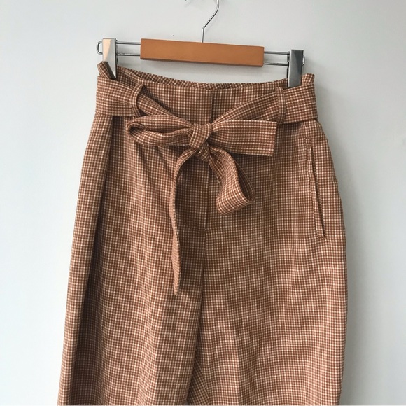 Wilfred Pants - Wilfred Aritzia Jallade Gingham High Waisted Tie Up Trousers